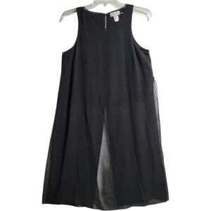 Elegant Black Sleeveless Blouse Long Sheer Georgette Cross Back Whimsigoth